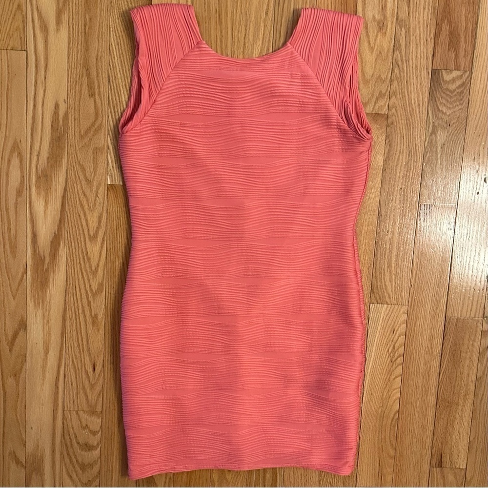 AX PARIS Curve Coral Textured Sheath Bodycon Dress Cap Sleeves Sz US 14